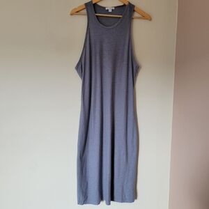 Standard James Perse Scoop Back Tank Midi Dress Blue Grey Cotton Size 3 Large